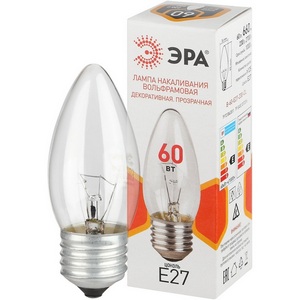 Изображение товара Лампочка накаливания E27 60W ЭРА B-60-E27-230-CL