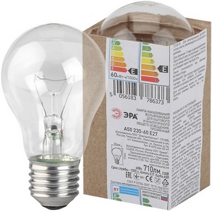 Изображение товара Лампочка накаливания E27 60Вт ЭРА А50 Б230-60-6