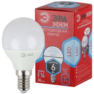 Изображение товара Лампочка светодиодная E14 6Вт ЭРА ECO LED Р45-6W-840-E14 ECO LED P45-6W-840-E14 R