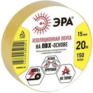 Изображение товара Изолента 15мм 20м желтая ЭРА ET1520YEL