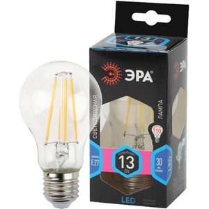 Изображение товара Лампочка светодиодная филаментная E27 13W ЭРА F-LED A60-13W-840-E27