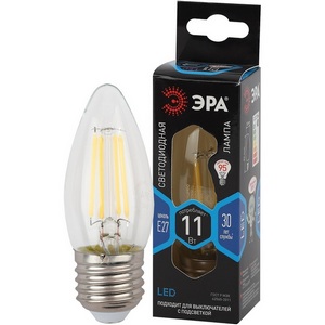 Изображение товара Лампочка светодиодная филаментная E27 11W ЭРА F-LED B35-11w-840-E27