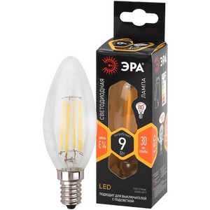 Изображение товара Лампочка светодиодная филаментная E14 9W ЭРА F-LED B35-9w-827-E14