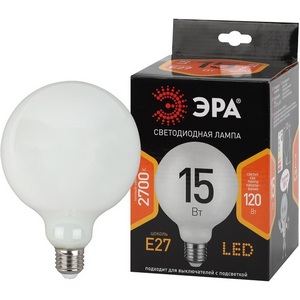 Изображение товара Лампочка светодиодная филаментная E27 15Вт ЭРА F-LED G125-15w-827-E27 OPAL F-LED G125-15w-827-E27 OPAL