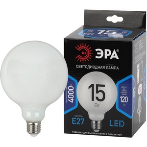 Изображение товара Лампочка светодиодная филаментная E27 15Вт ЭРА F-LED G125-15w-840-E27 OPAL F-LED G125-15w-840-E27 OPAL