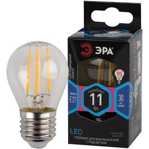 Изображение товара Лампочка светодиодная филаментная E27 11W ЭРА F-LED P45-11w-840-E27