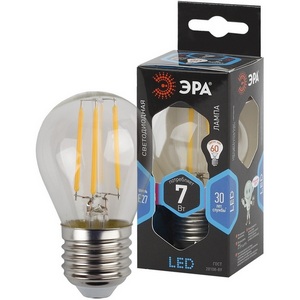 Изображение товара Лампочка светодиодная филаментная E27 7W ЭРА F-LED P45-7W-840-E27
