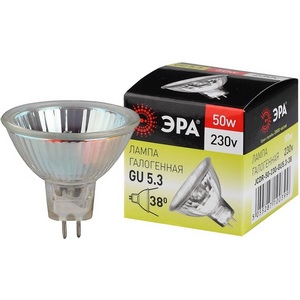 Изображение товара Лампочка галогеновая GU5.3 50W ЭРА GU5.3-JCDR (MR16) -50W-230V-CL