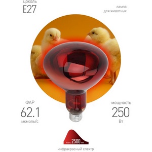 Изображение товара Лампочка инфракрасная E27 220 Вт ЭРА ИКЗК 220-250 R127