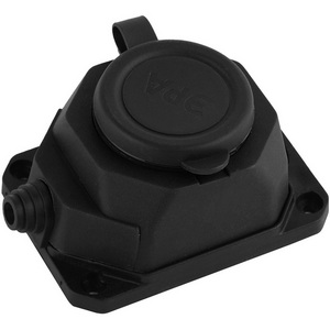 Изображение товара Розеточный блок одноместный с заземлением (черный) ЭРА K-1e-B-IP44