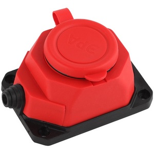 Изображение товара Розеточный блок одноместный с заземлением (красный) ЭРА K-1e-RED-IP44