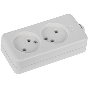 Изображение товара Розеточный блок 2-х местный без заземления (белый) ЭРА K-2