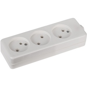Изображение товара Розеточный блок 3-х местный без заземления (белый) ЭРА K-3