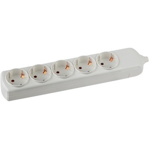 Изображение товара Розеточный блок 5-и местный с заземлением (белый) ЭРА K-5e