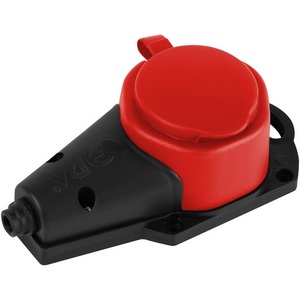 Изображение товара Розеточный блок одноместный с заземлением (красный) ЭРА KX-1e-RED-IP44