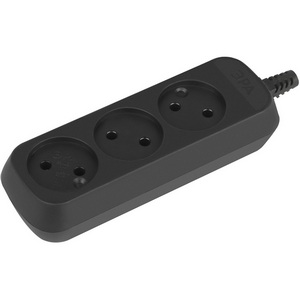 Изображение товара Розеточный блок 3-х местный без заземления (черный) ЭРА KX-3-B
