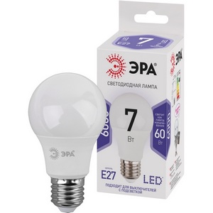Изображение товара Лампочка светодиодная E27 7W ЭРА LED A60-7W-860-E27