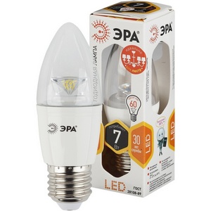 Изображение товара Лампочка светодиодная E27 7 Вт ЭРА LED B35-7W-827-E27-Clear LED B35-7W-827-E27-Clear