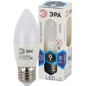 Изображение товара Лампочка светодиодная E27 9W ЭРА LED B35-9W-840-E27