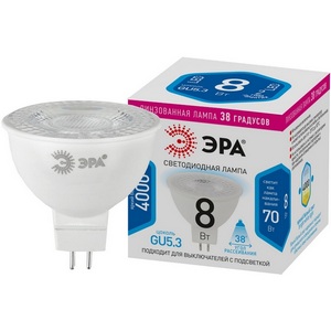Изображение товара Лампочка светодиодная GU5.3 8W ЭРА LED Lense MR16-8W-840-GU5.3