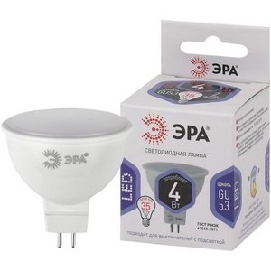 Изображение товара Лампочка светодиодная GU5.3 4W ЭРА LED MR16-4W-860-GU5.3