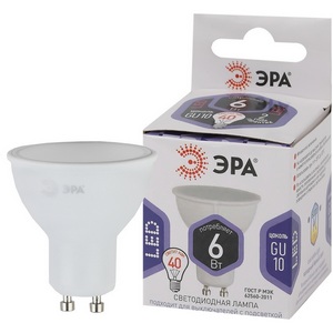 Изображение товара Лампочка светодиодная GU10 6W ЭРА LED MR16-6W-860-GU10