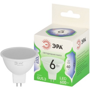 Изображение товара Лампочка светодиодная GU5.3 6W ЭРА LED MR16-6W-865-GU5.3 GL