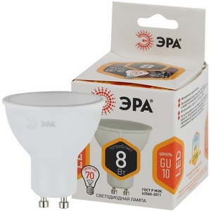 Изображение товара Лампочка светодиодная GU10 8W ЭРА LED MR16-8W-827-GU10