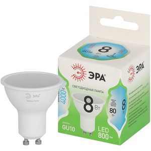 Изображение товара Лампочка светодиодная GU10 8W ЭРА LED MR16-8W-840-GU10 GL