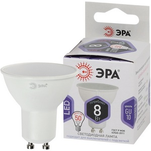 Изображение товара Лампочка светодиодная GU10 8W ЭРА LED MR16-8W-860-GU10