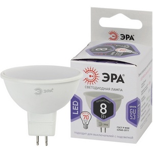 Изображение товара Лампочка светодиодная GU5.3 8W ЭРА LED MR16-8W-860-GU5.3