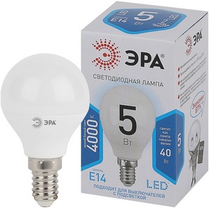 Изображение товара Лампочка светодиодная E14 5W ЭРА LED P45-5W-840-E14