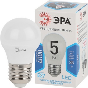 Изображение товара Лампочка светодиодная E27 5W ЭРА LED P45-5W-840-E27