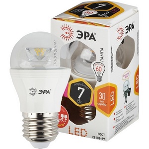Изображение товара Лампочка светодиодная E27 7W ЭРА LED P45-7W-827-E27-Clear