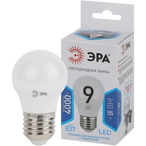 Изображение товара Лампочка светодиодная E27 9W ЭРА LED P45-9W-840-E27