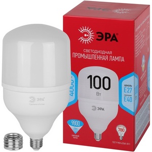 Изображение товара Лампочка светодиодная E27 с переходником на E40 100W ЭРА LED POWER T140-100W-4000-E27 с переходником на E40/E40 R