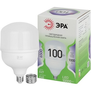 Изображение товара Лампочка светодиодная E27 с переходником на E40 100W ЭРА LED POWER T140-100W-865-E27 с переходником на E40/E40 GL