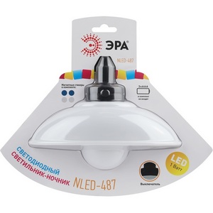 Изображение товара Ночник светодиодный с выключателем на батарейках ЭРА NLED-487-1W-SW-W