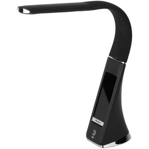 Изображение товара Настольная лампа для школьника светодиодная с диммером и выключателем термометром будильником часами ЭРА NLED-461-7W-BK