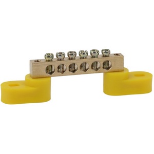 Изображение товара Шина заземления на двух угловых изоляторах 6 выводов (желтый) ЭРА NO-222-65