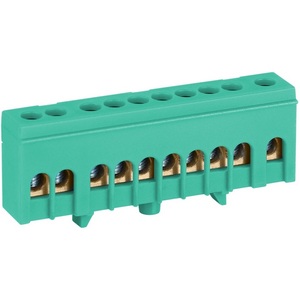 Изображение товара Шина заземления в изолированном корпусе на DIN-рейку 10 выводов (зеленый) ЭРА NO-224-103