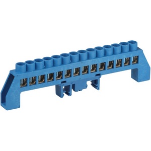 Изображение товара Шина нулевая в комбинированном изоляторе на DIN-рейку 14 выводов (синий) ЭРА NO-224-113