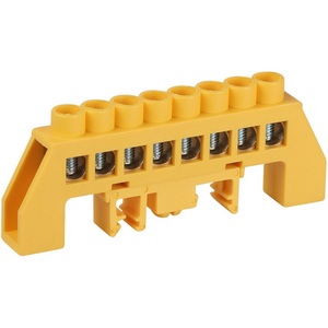 Изображение товара Шина заземления в комбинированном изоляторе на DIN-рейку 8 выводов (желтый) ЭРА NO-224-116