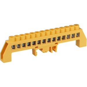 Изображение товара Шина заземления в комбинированном изоляторе на DIN-рейку 14 выводов (желтый) ЭРА NO-224-119