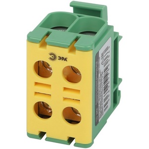 Изображение товара Клемма силовая вводная двойная 6-50 мм2 (желтый,зеленый) PE ЭРА NO-224-139