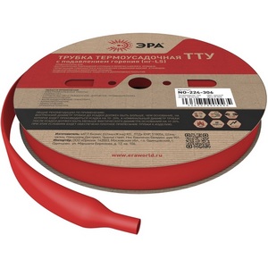 Изображение товара Трубка термоусадочная 12/6 100м (красный) ЭРА NO-224-306
