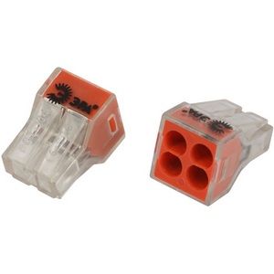 Изображение товара Клемма быстрозажимная прозрачная 4-проводная 0,75-4,0 мм2 (упаковка 50 шт.) ЭРА NO-225-364