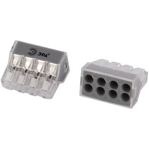 Изображение товара Клемма быстрозажимная прозрачная 8-проводная 0,75-4,0 мм2 упаковка 20 шт ЭРА NO-225-366