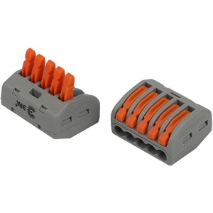 Изображение товара Клемма универсальная с рычагами 5-проводная 0,08-2,5/4 мм2 (упаковка 2 шт.) ЭРА NO-225-423