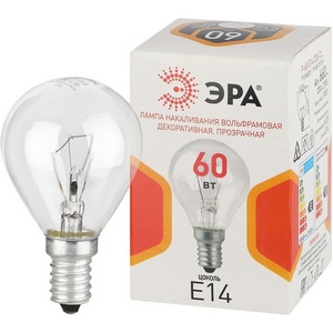 Изображение товара Лампочка накаливания E14 60W ЭРА P-60-E14-230-CL